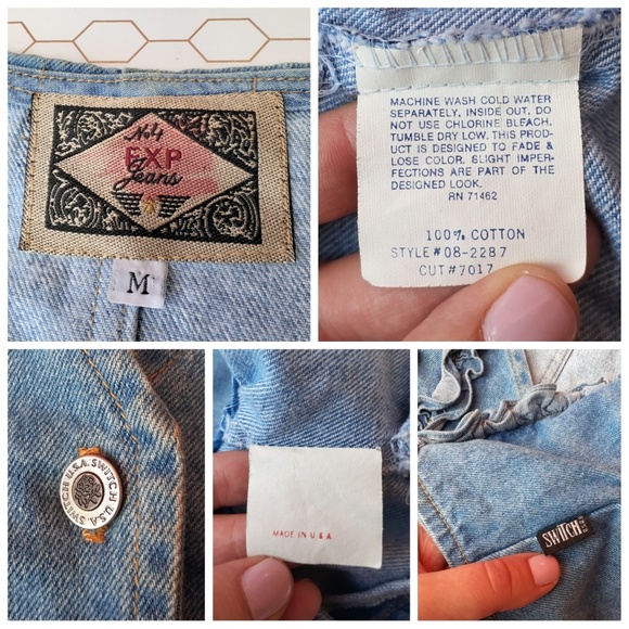 Vintage 80's Ruffle Denim Jean Vest Rare - Picture 7 of 8